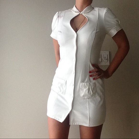 white pvc dress